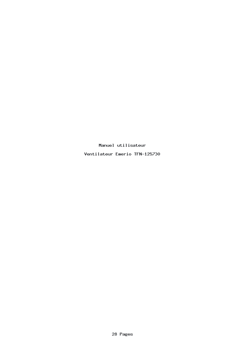 Page 1 de la notice Manuel utilisateur Emerio TFN-125730