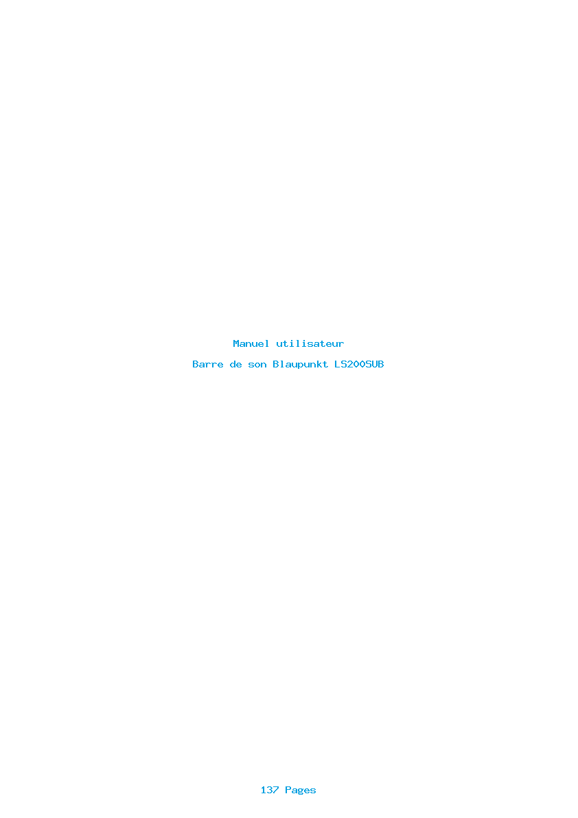 Page 1 de la notice Manuel utilisateur Blaupunkt LS200SUB