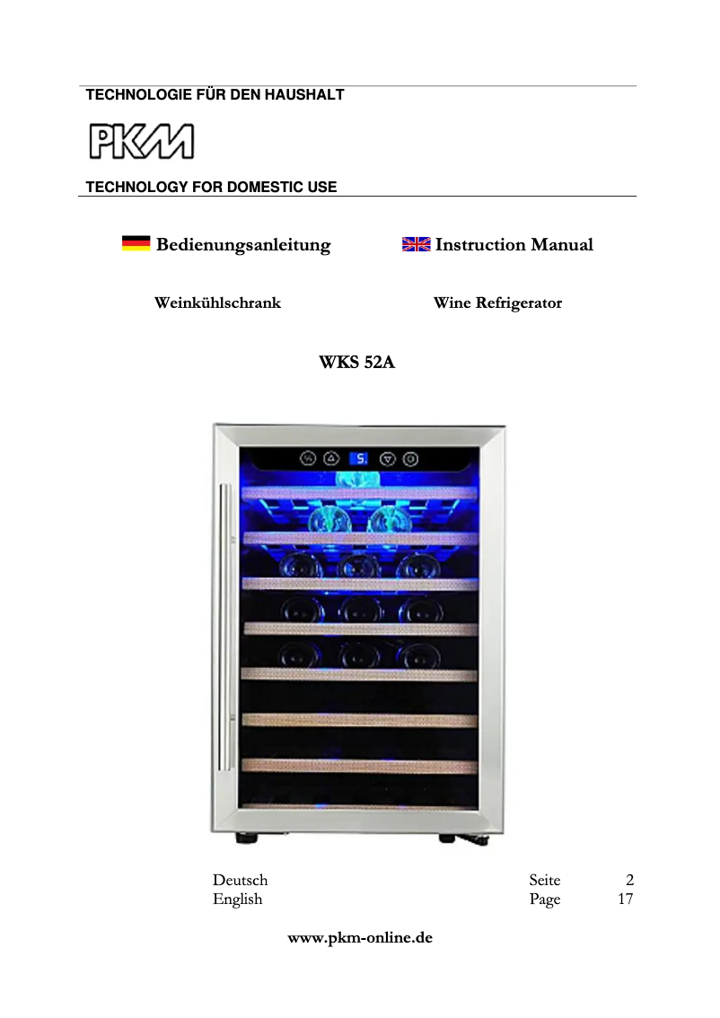 Página 1 del manual Manual de usuario PKM WKS52A