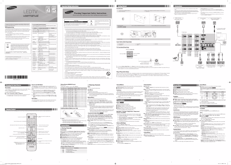 Page 1 de la notice Manuel utilisateur Samsung UA40F5105AR