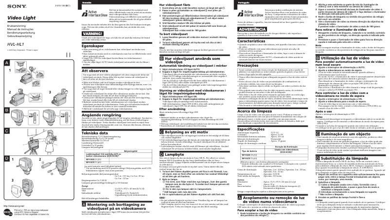 Page n°1 - Manuel utilisateur Sony HVL-HL