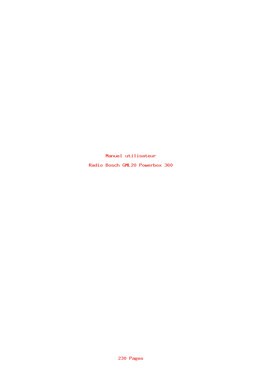 Page 1 de la notice Manuel utilisateur Bosch GML20 Powerbox 360