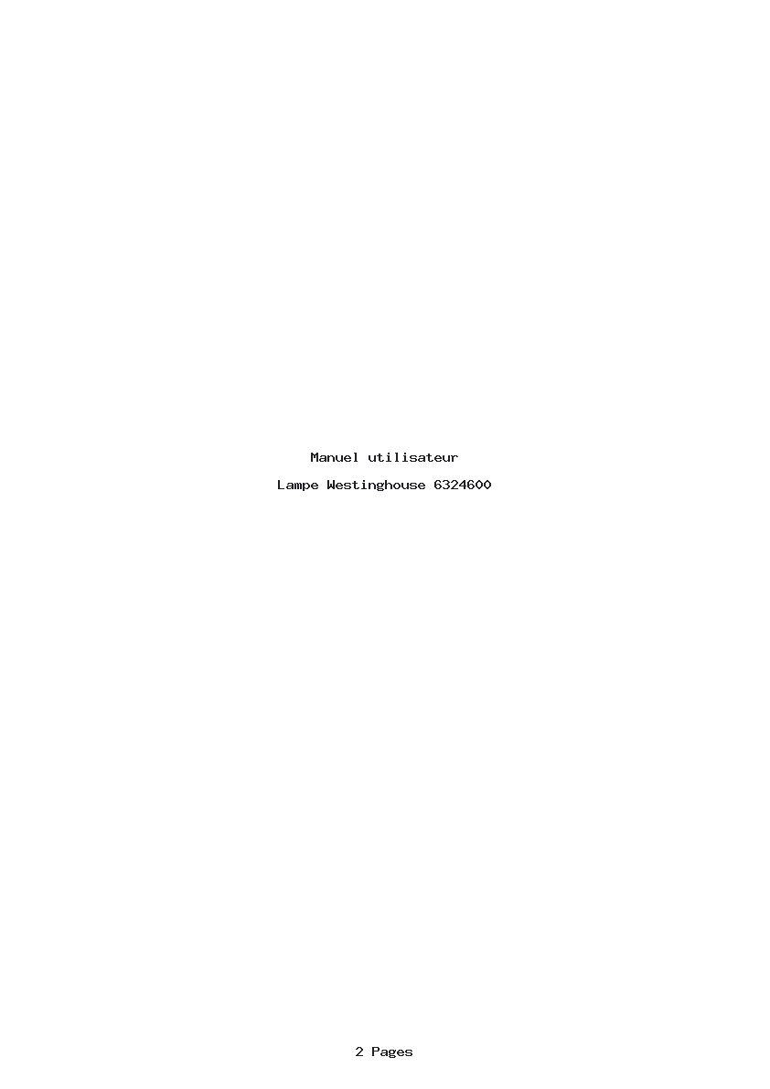 Page 1 de la notice Manuel utilisateur Westinghouse 6324600