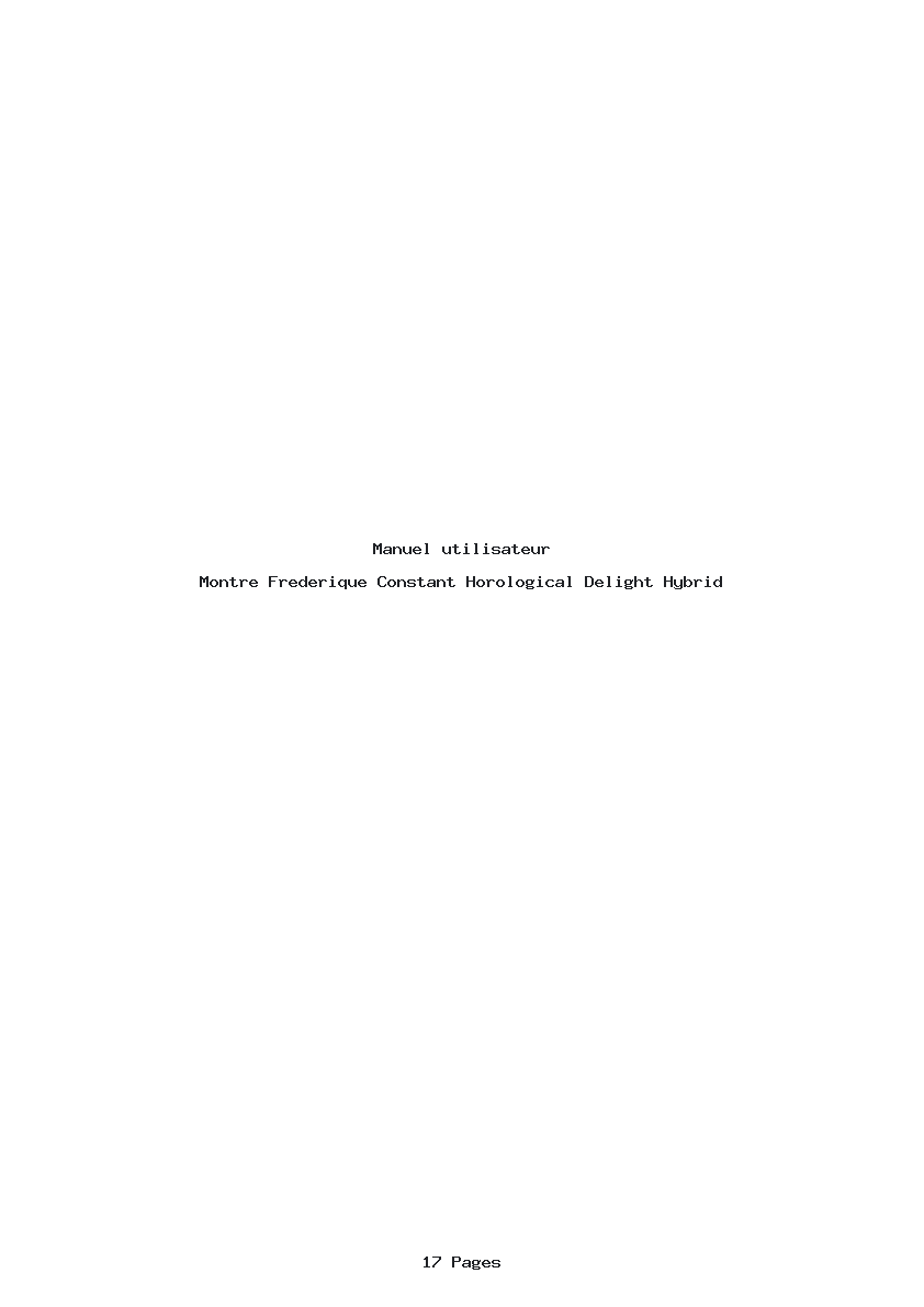 Page 1 de la notice Manuel utilisateur Frederique Constant Horological Delight Hybrid