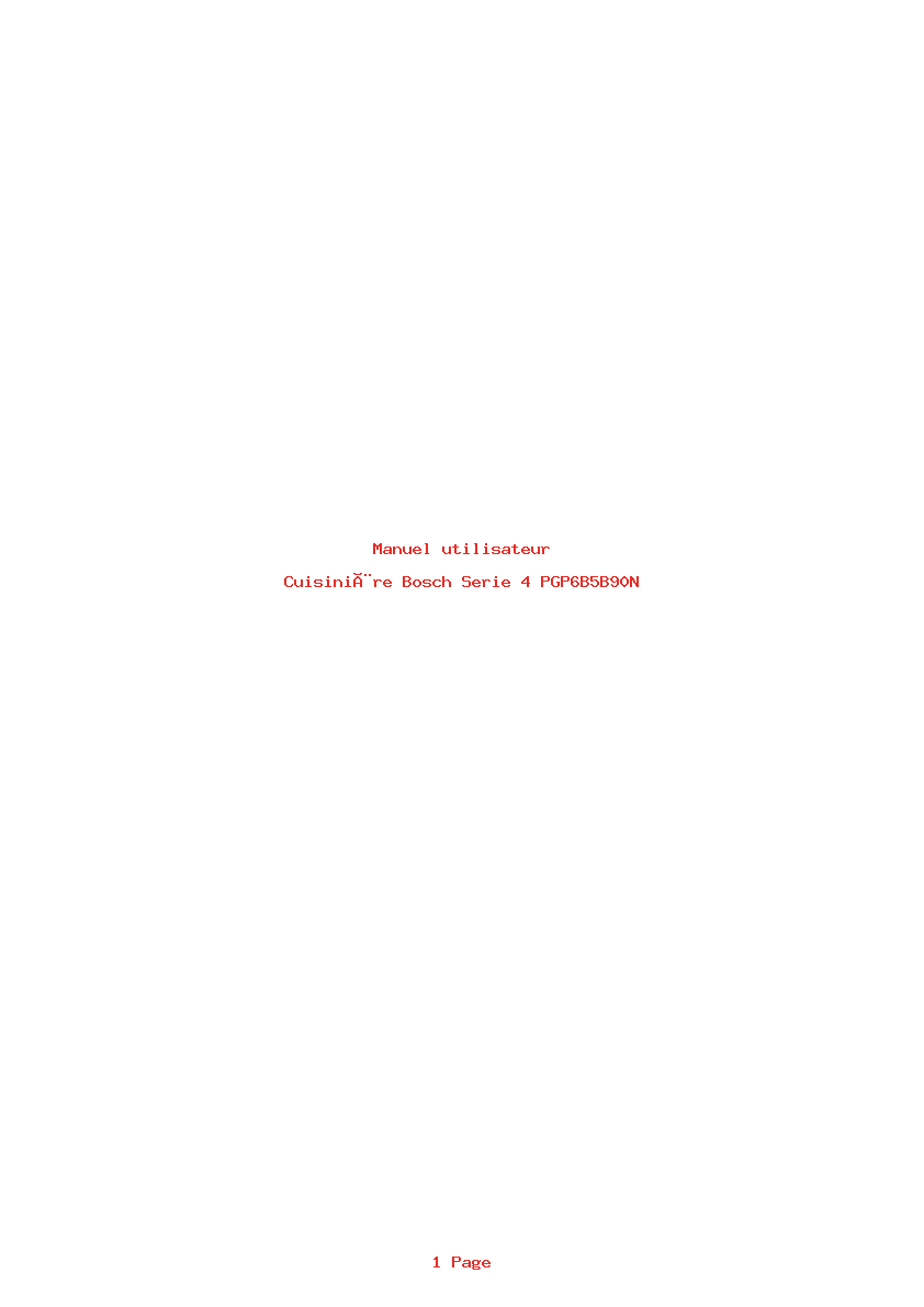 Page 1 de la notice Manuel utilisateur Bosch Serie 4 PGP6B5B90N