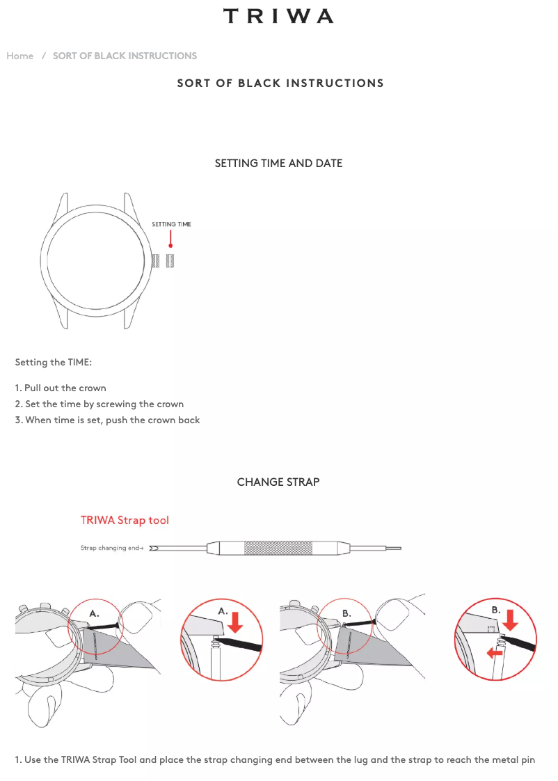 Page 1 de la notice Manuel utilisateur Triwa Sort of Black