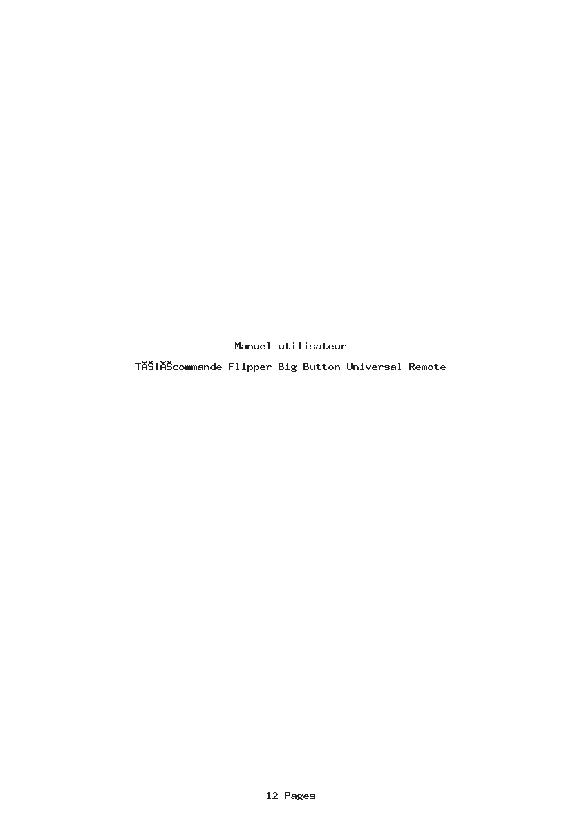 Page 1 de la notice Manuel utilisateur Flipper Big Button Universal Remote