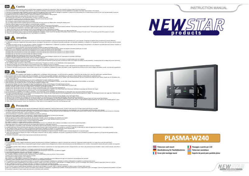 Page 1 de la notice Manuel utilisateur Newstar PLASMA-W240