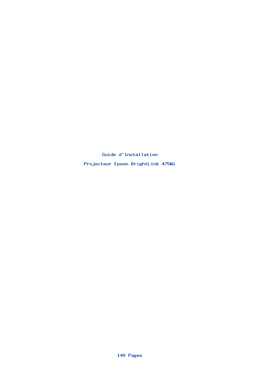 Page 1 de la notice Guide d'installation Epson BrightLink 475Wi