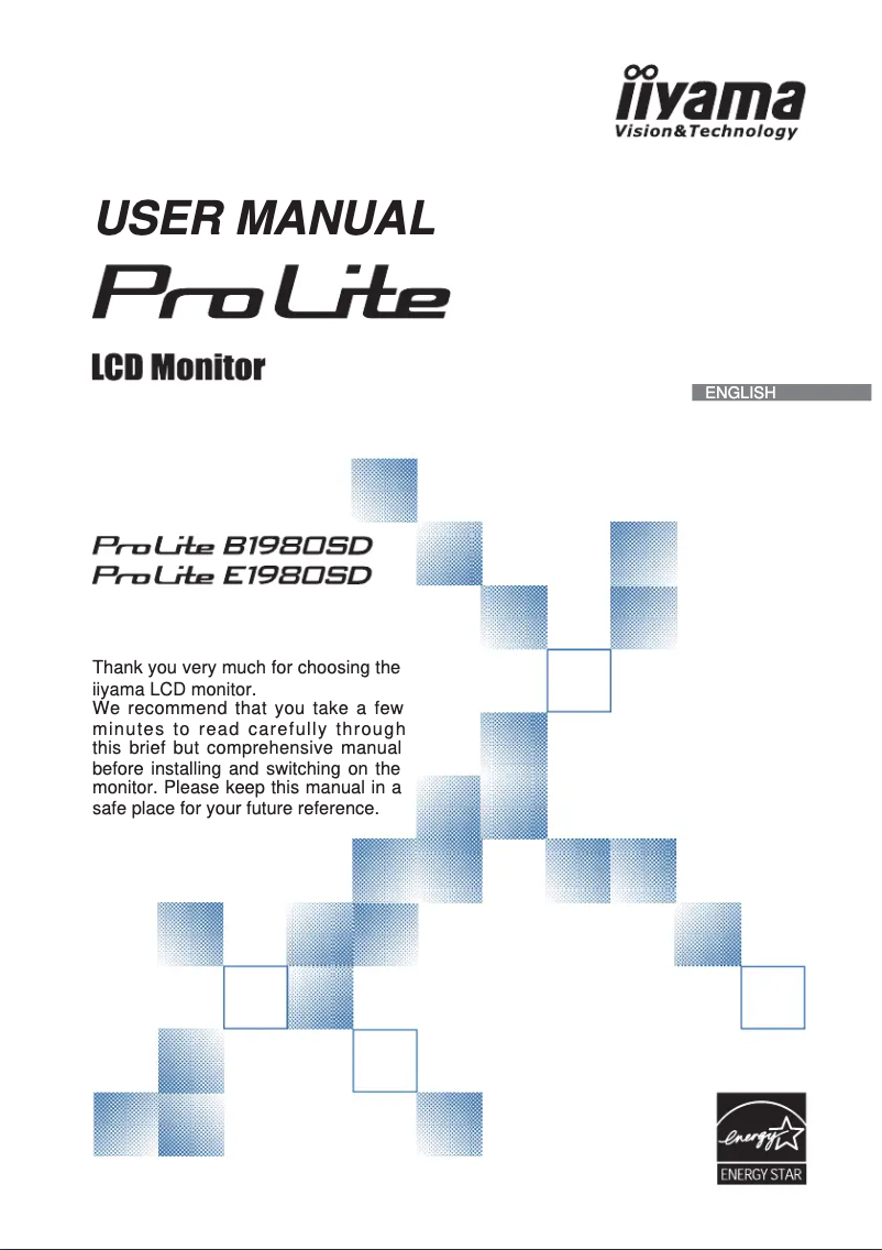 Page 1 de la notice Manuel utilisateur Iiyama ProLite B1980SD