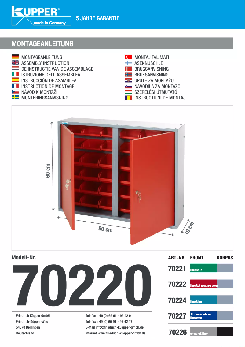 Page 1 de la notice Manuel utilisateur Küpper 70222
