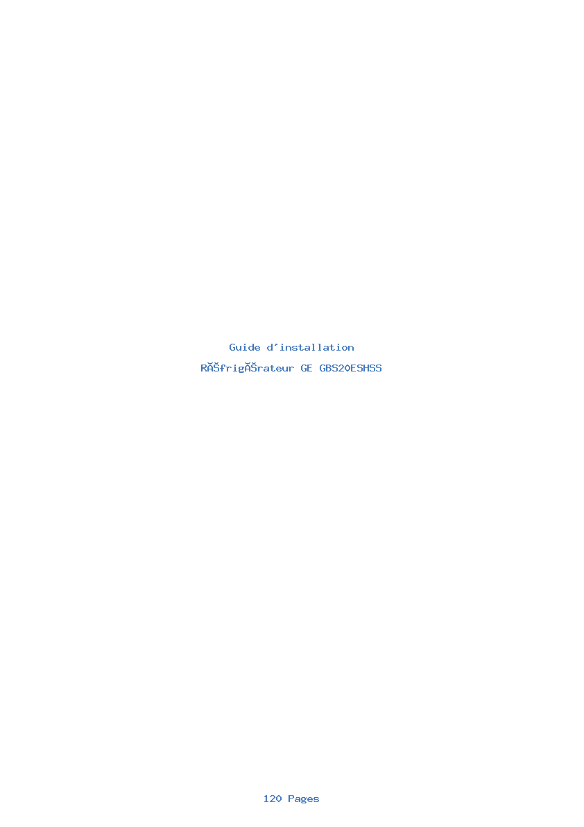 Page 1 de la notice Guide d'installation GE GBS20ESHSS