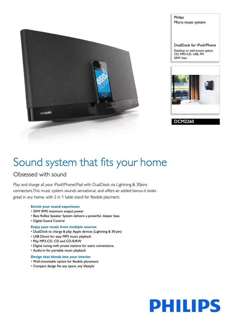 Page 1 de la notice Brochure Philips DCM2260