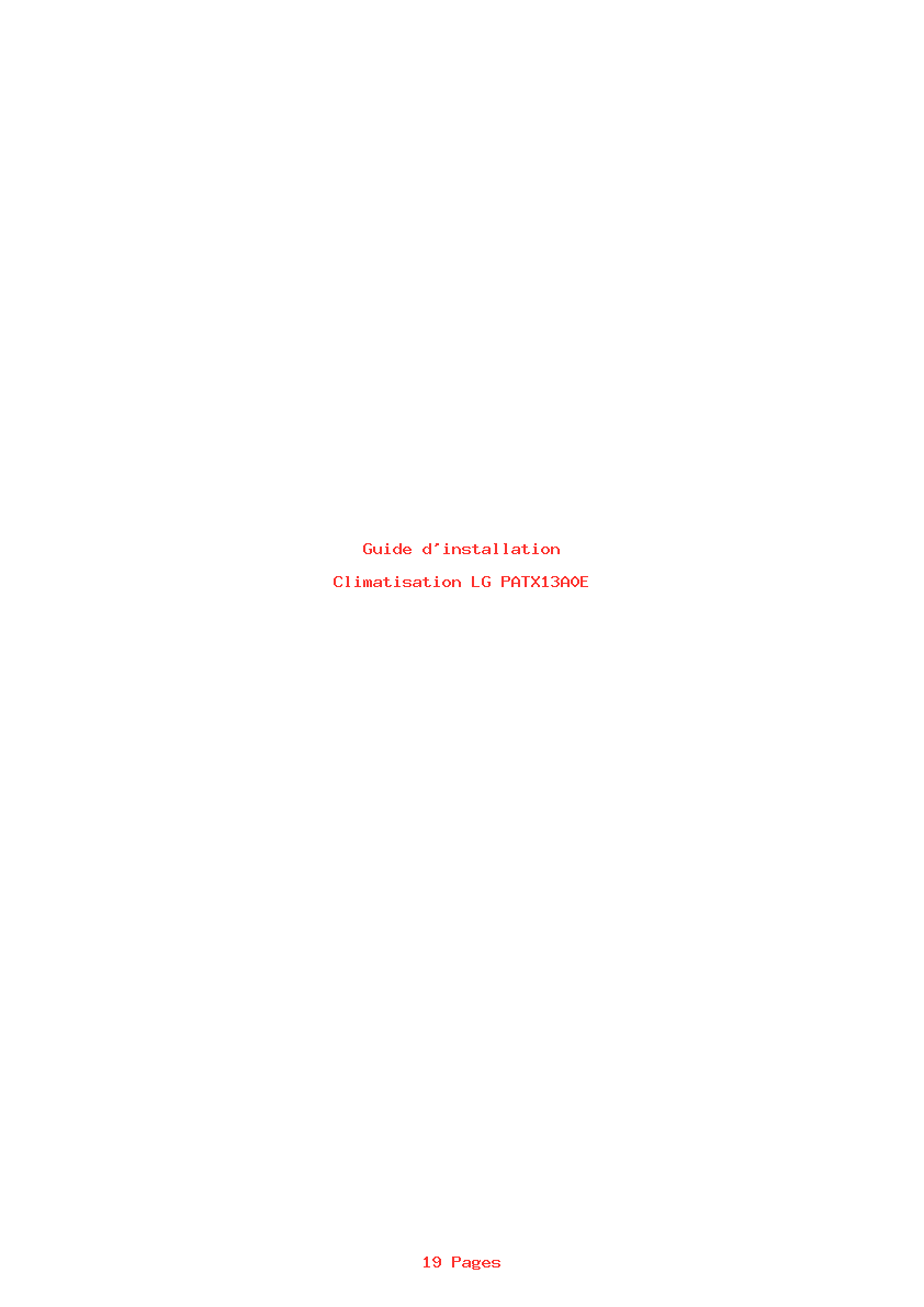 Page 1 de la notice Guide d'installation LG PATX13A0E