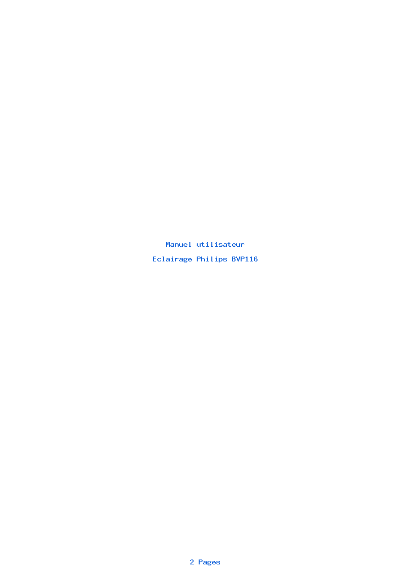Page 1 de la notice Manuel utilisateur Philips BVP116