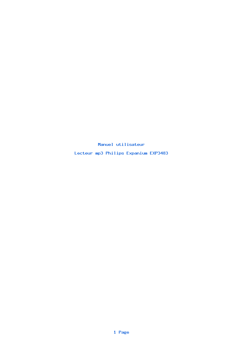 Page 1 de la notice Manuel utilisateur Philips Expanium EXP3483