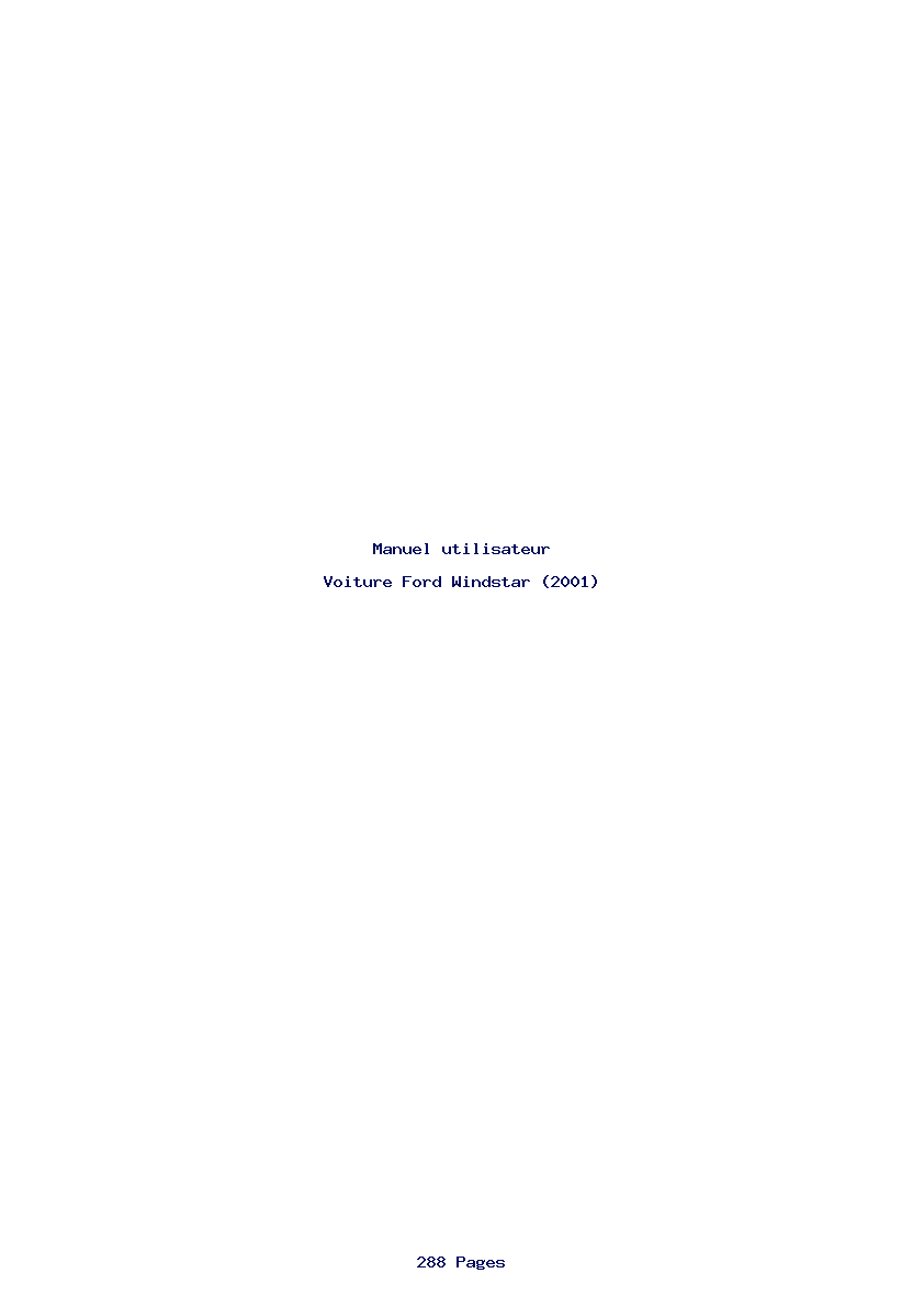 Page 1 de la notice Manuel utilisateur Ford Windstar (2001)
