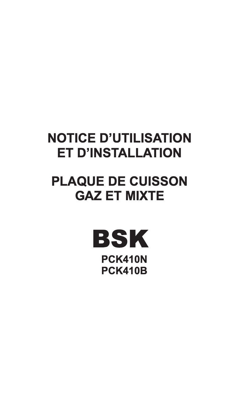 Page 1 de la notice Manuel utilisateur BSK PCK410N