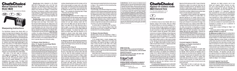 Page 1 de la notice Manuel utilisateur Chef's Choice Manual Diamond Hone CC4623
