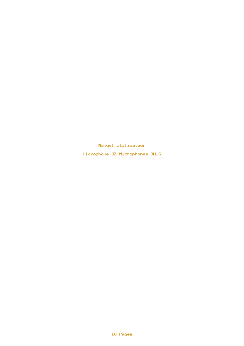 Page 1 de la notice Manuel utilisateur JZ Microphones BH1S