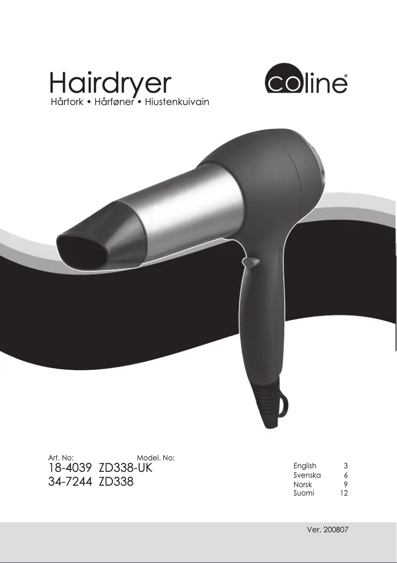 Page 1 de la notice Manuel utilisateur Coline ZD338