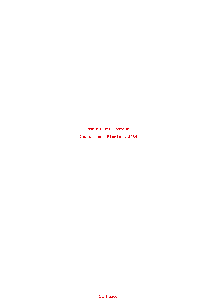 Page 1 de la notice Manuel utilisateur Lego Bionicle 8984