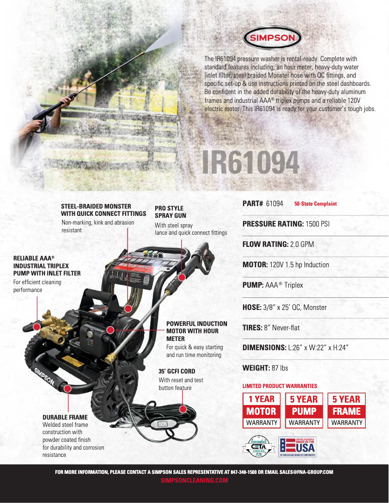 Página 1 del manual Ficha técnica Simpson IR1520012A