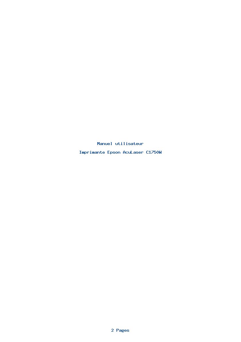 Page 1 de la notice Manuel utilisateur Epson AcuLaser C1750W