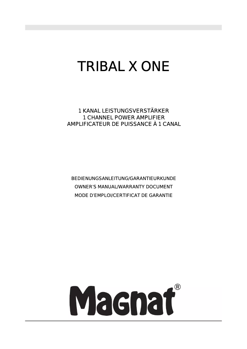 Page 1 de la notice Manuel utilisateur Magnat Tribal X One