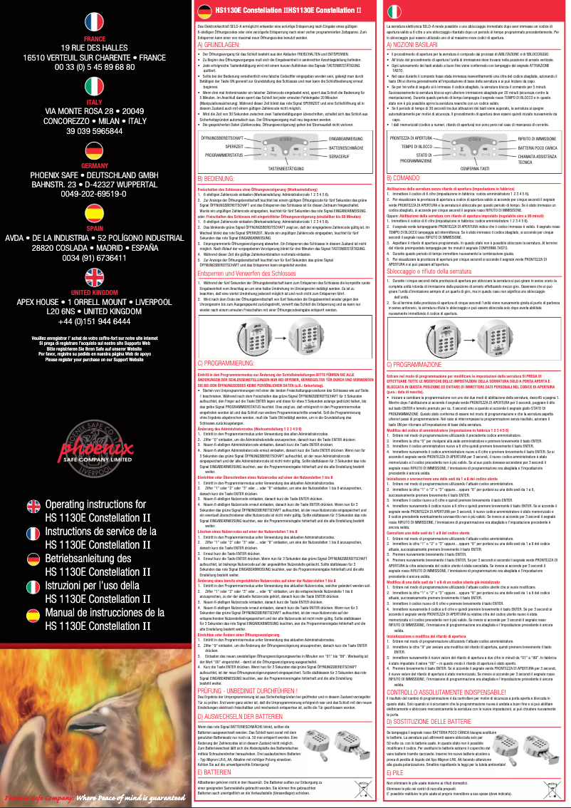 Page 1 de la notice Manuel utilisateur Phoenix Constellation II HS1133E