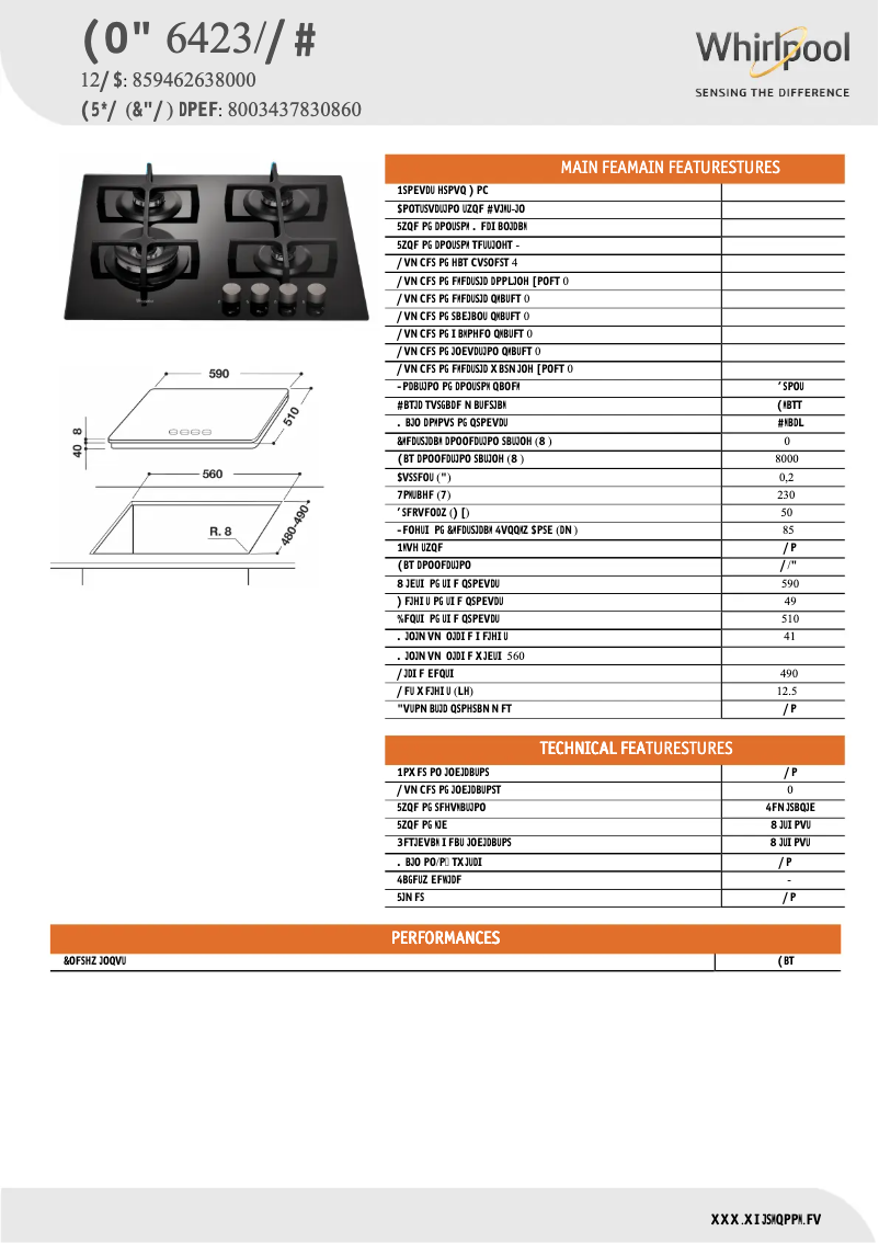 Page 1 de la notice Manuel utilisateur Whirlpool GOA 6423/NB
