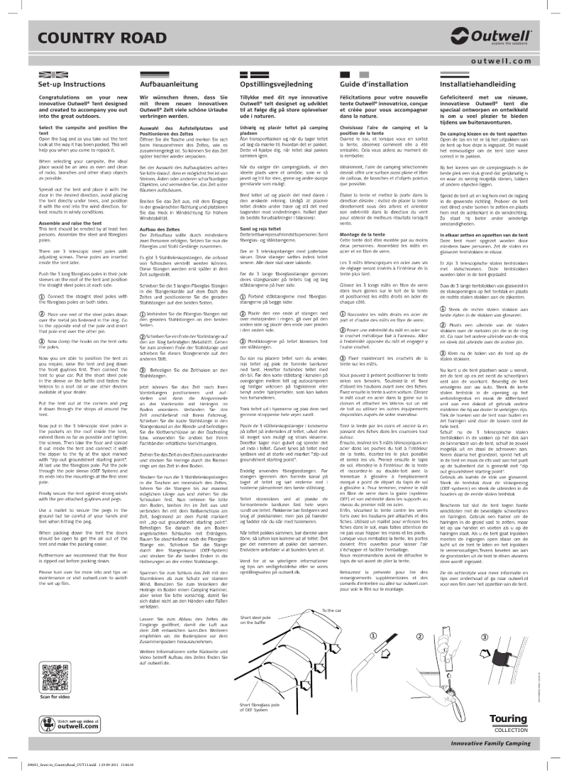 Page 1 de la notice Manuel utilisateur Outwell Touring Country Road