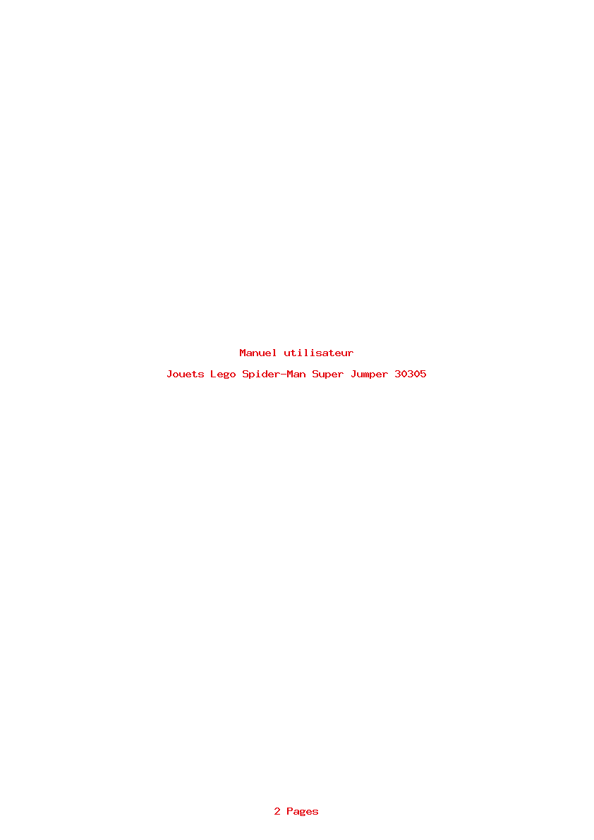 Page 1 de la notice Manuel utilisateur Lego Spider-Man Super Jumper 30305