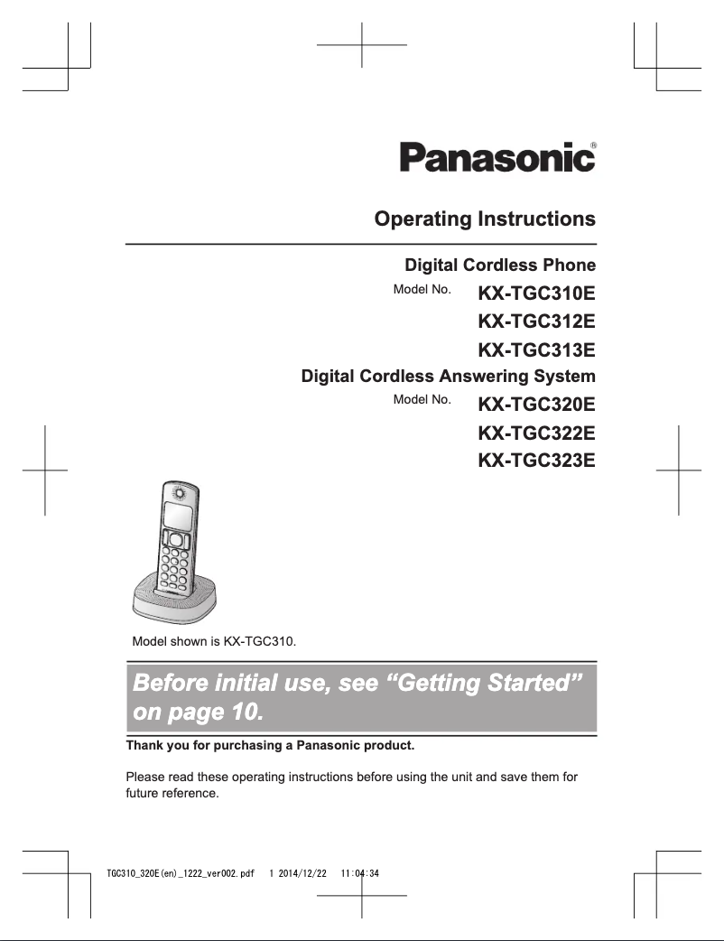 Página 1 del manual Manual de usuario Panasonic KX-TGC310