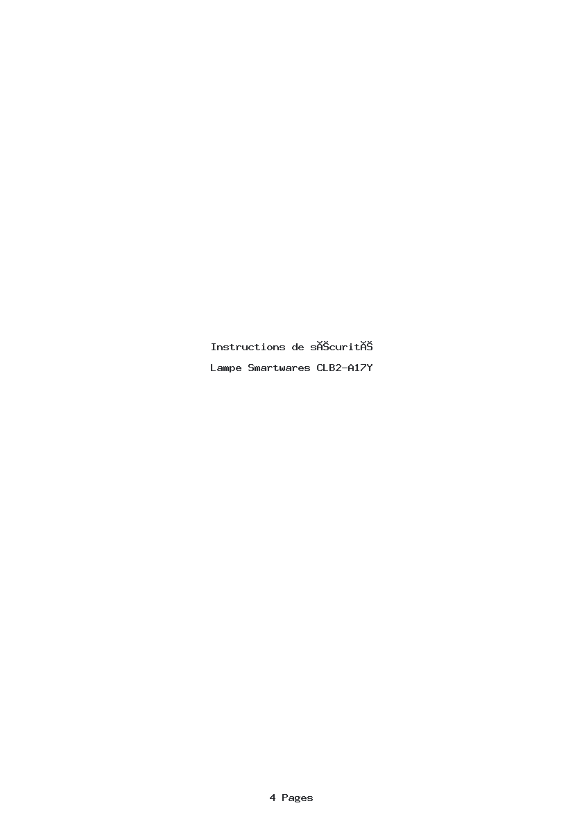 Page 1 de la notice Instructions de sécurité Smartwares CLB2-A17Y