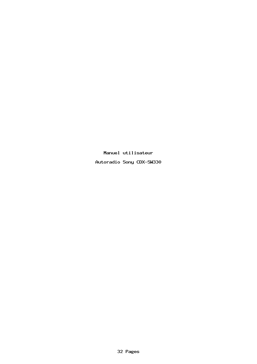 Page 1 de la notice Manuel utilisateur Sony CDX-SW330