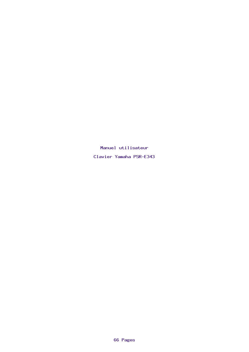 Page 1 de la notice Manuel utilisateur Yamaha PSR-E343