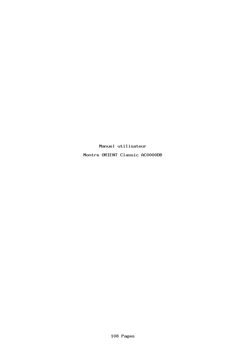 Page 1 de la notice Manuel utilisateur ORIENT Classic AC0000DB