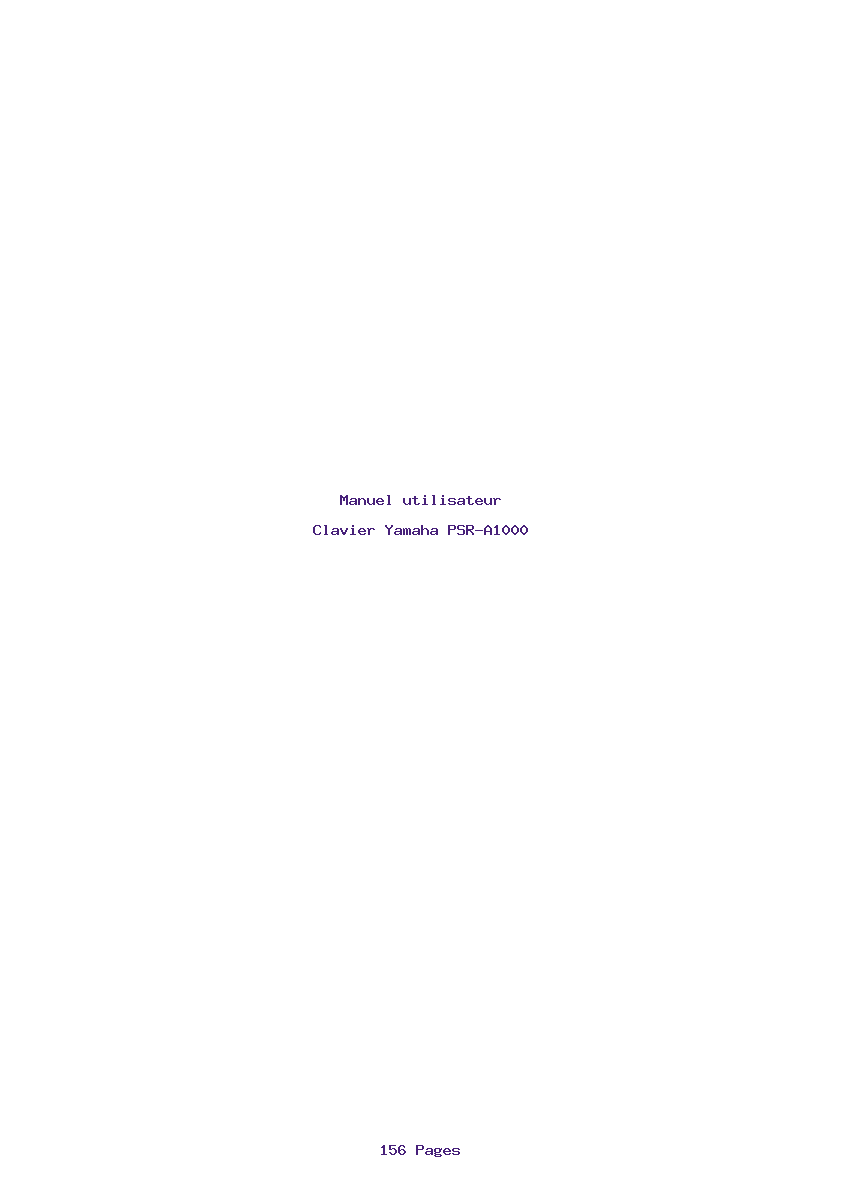 Page 1 de la notice Manuel utilisateur Yamaha PSR-A1000