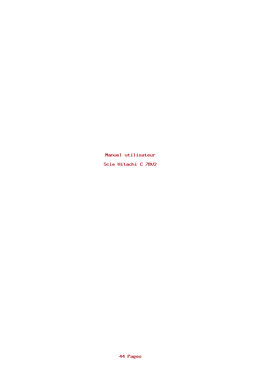 Page 1 de la notice Manuel utilisateur Hitachi C 7BU2