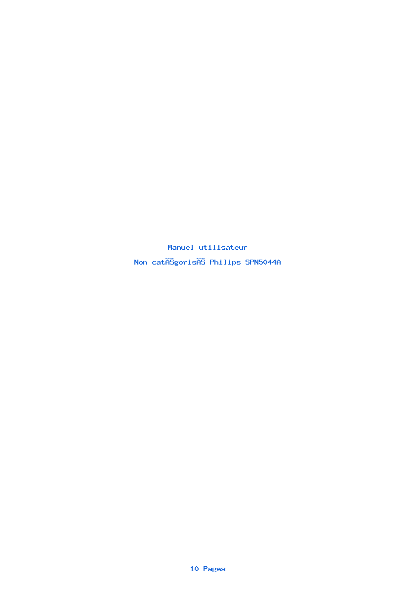 Page 1 de la notice Manuel utilisateur Philips SPN5044A