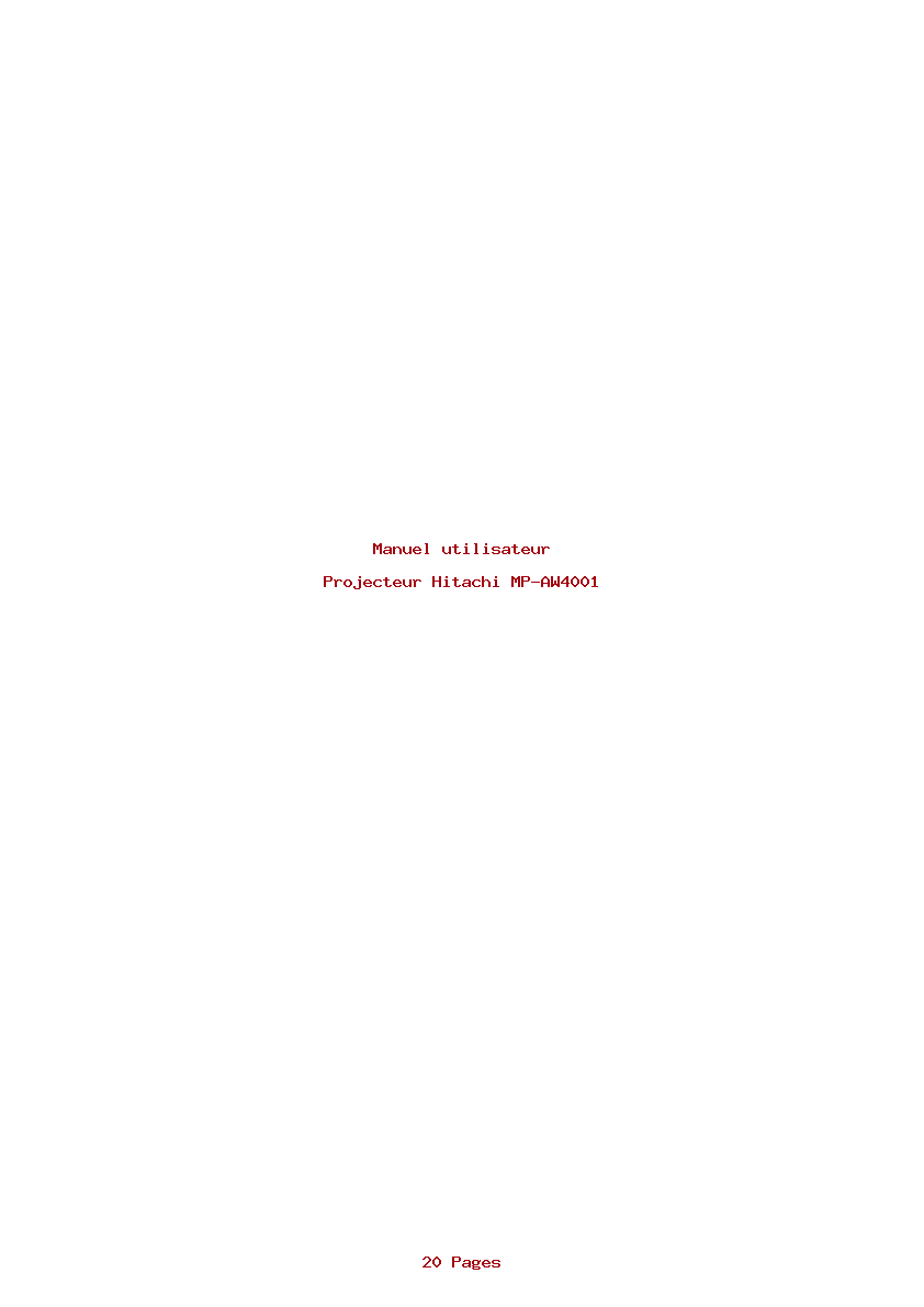 Page 1 de la notice Manuel utilisateur Hitachi MP-AW4001