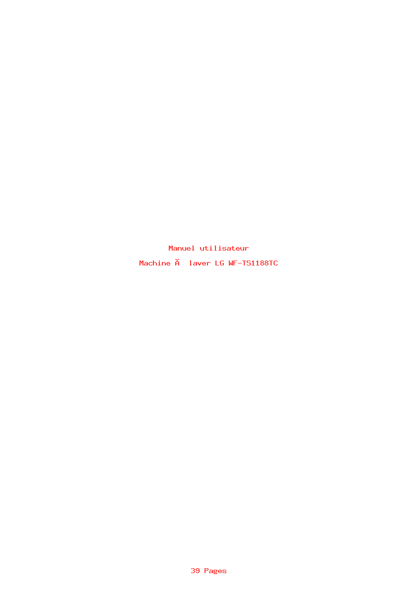 Page 1 de la notice Manuel utilisateur LG WF-TS1188TC