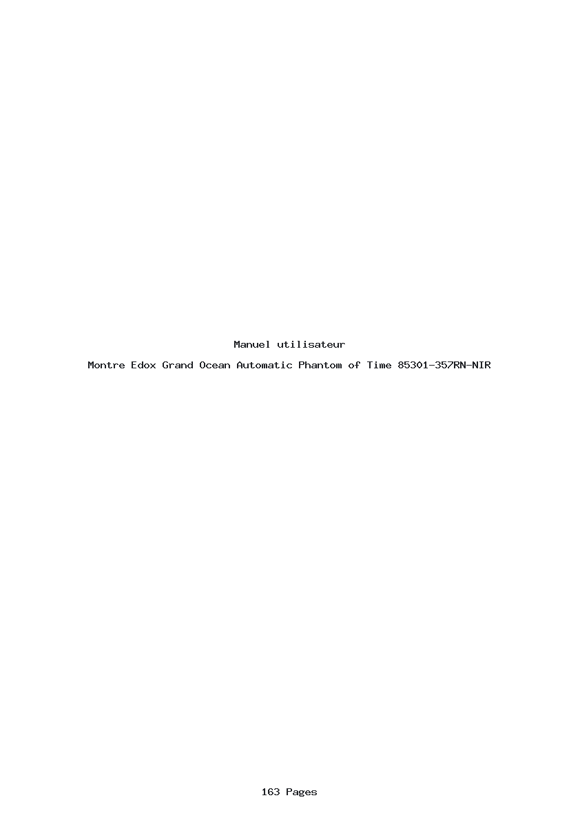 Page 1 de la notice Manuel utilisateur Edox Grand Ocean Automatic Phantom of Time 85301-357RN-NIR