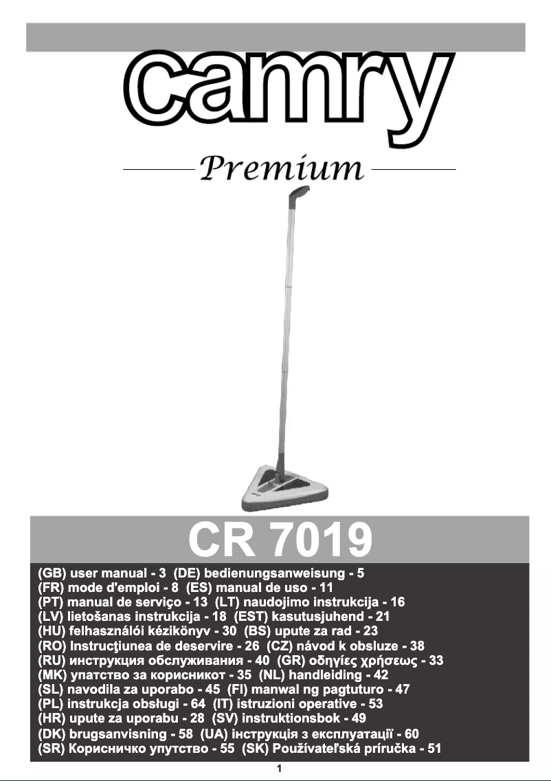 Page 1 de la notice Manuel utilisateur Camry CR 7019