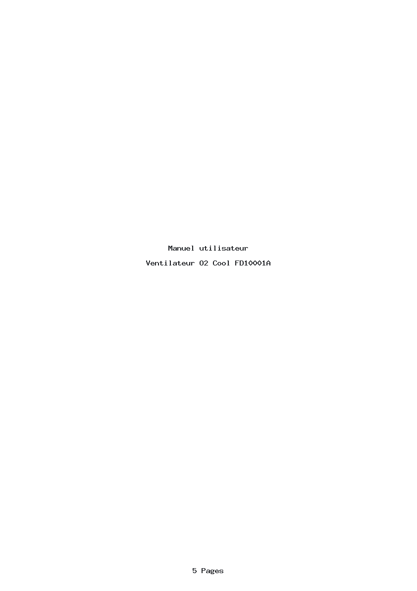 Page 1 de la notice Manuel utilisateur O2 Cool FD10001A