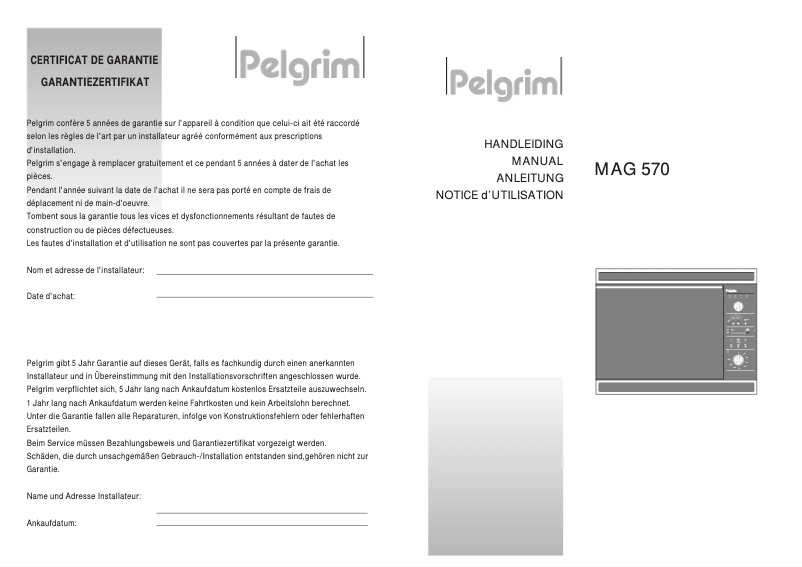 Page 1 of the manual User Manual Pelgrim MAG570