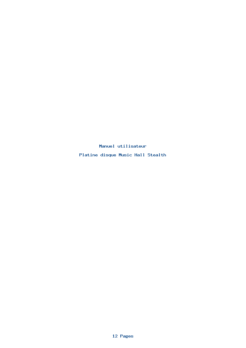 Page 1 de la notice Manuel utilisateur Music Hall Stealth