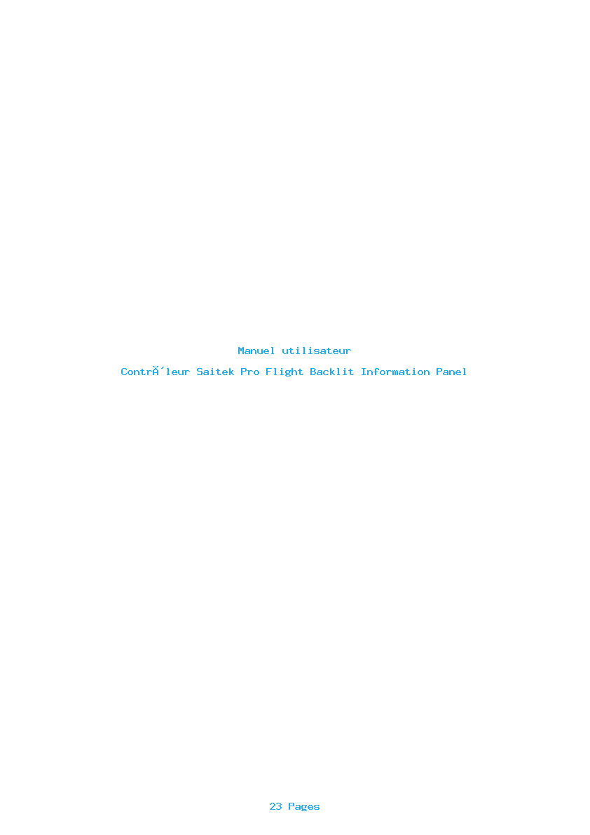 Page 1 de la notice Manuel utilisateur Saitek Pro Flight Backlit Information Panel