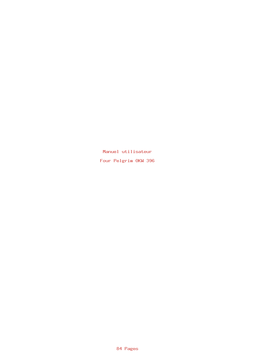 Page 1 de la notice Manuel utilisateur Pelgrim OKW 396